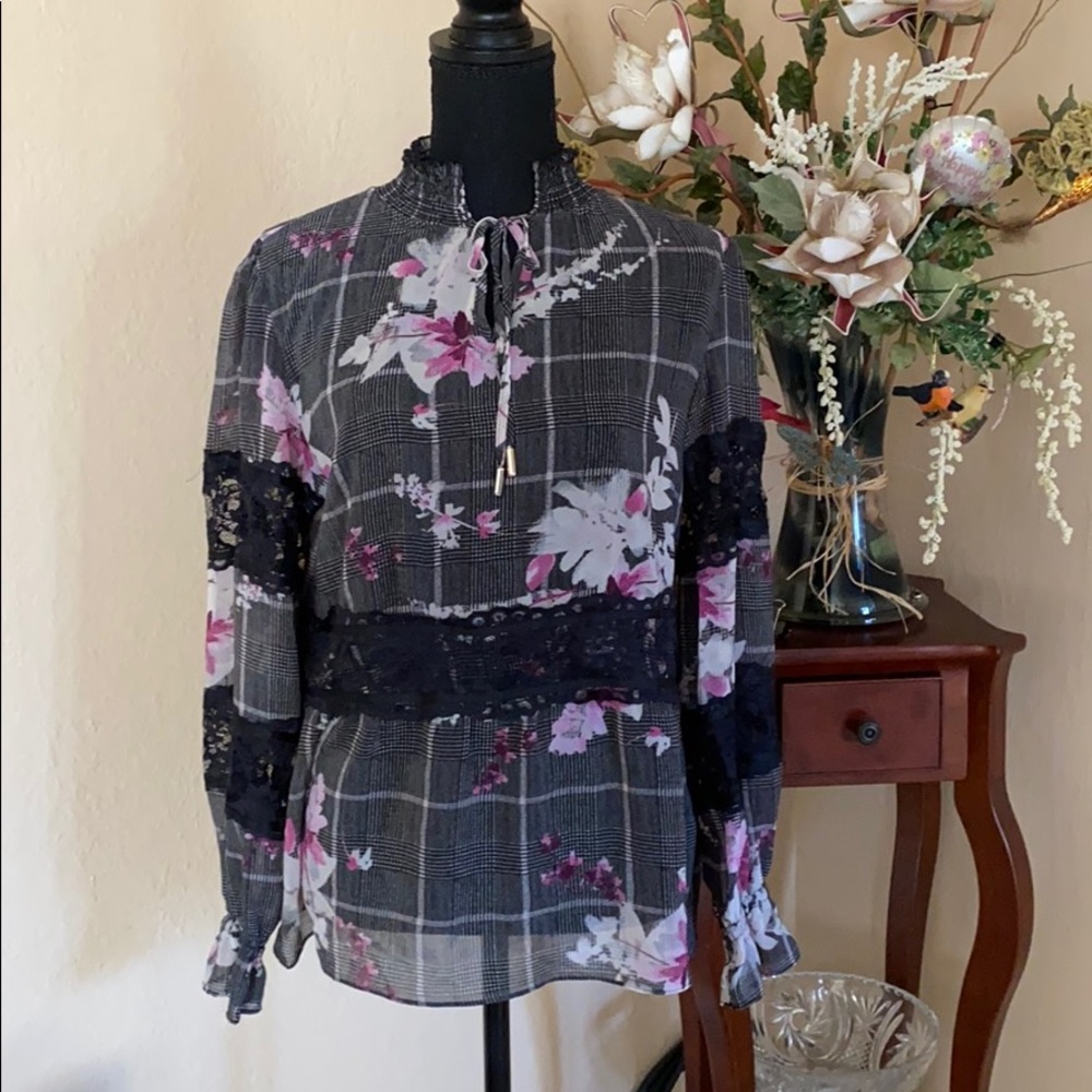DKNY Long Sleeve Floral Top NWOT